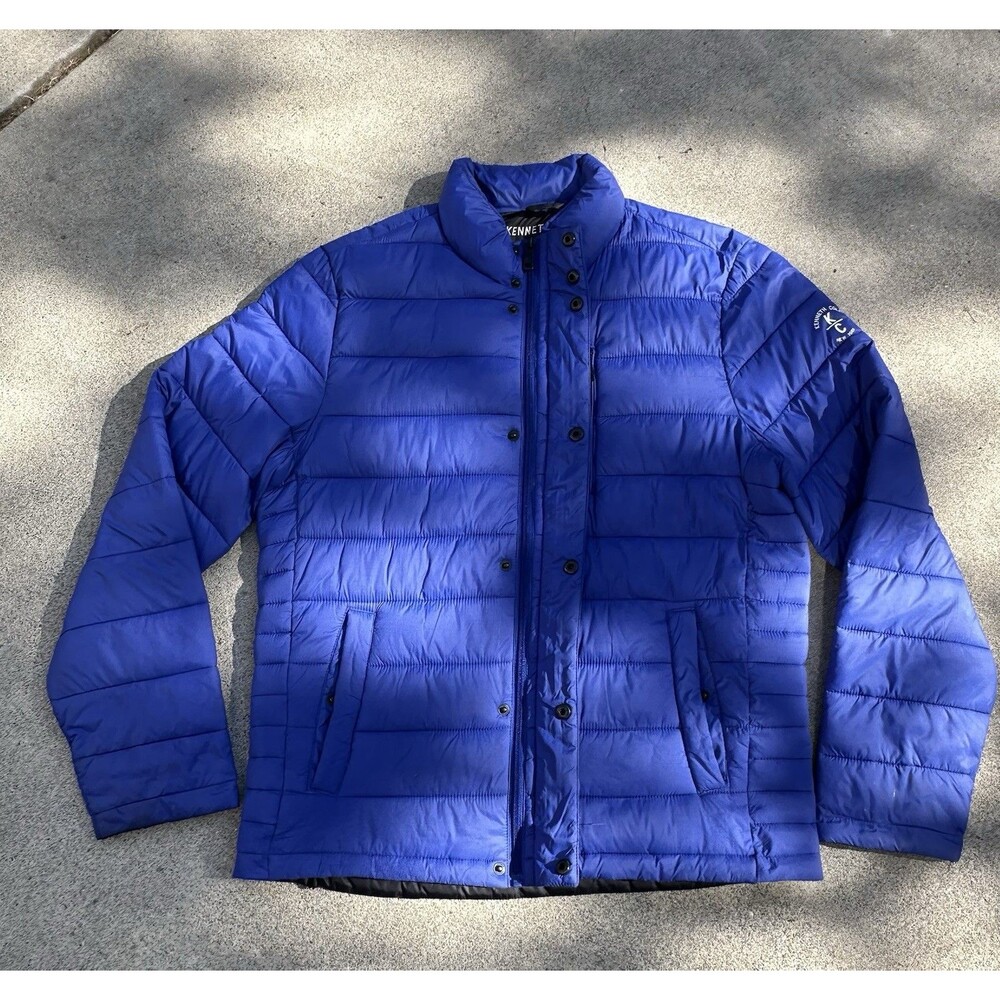 Kenneth Cole New York Men’s Blue Puffer Full Zip Jacket Bomber Quilted Size M